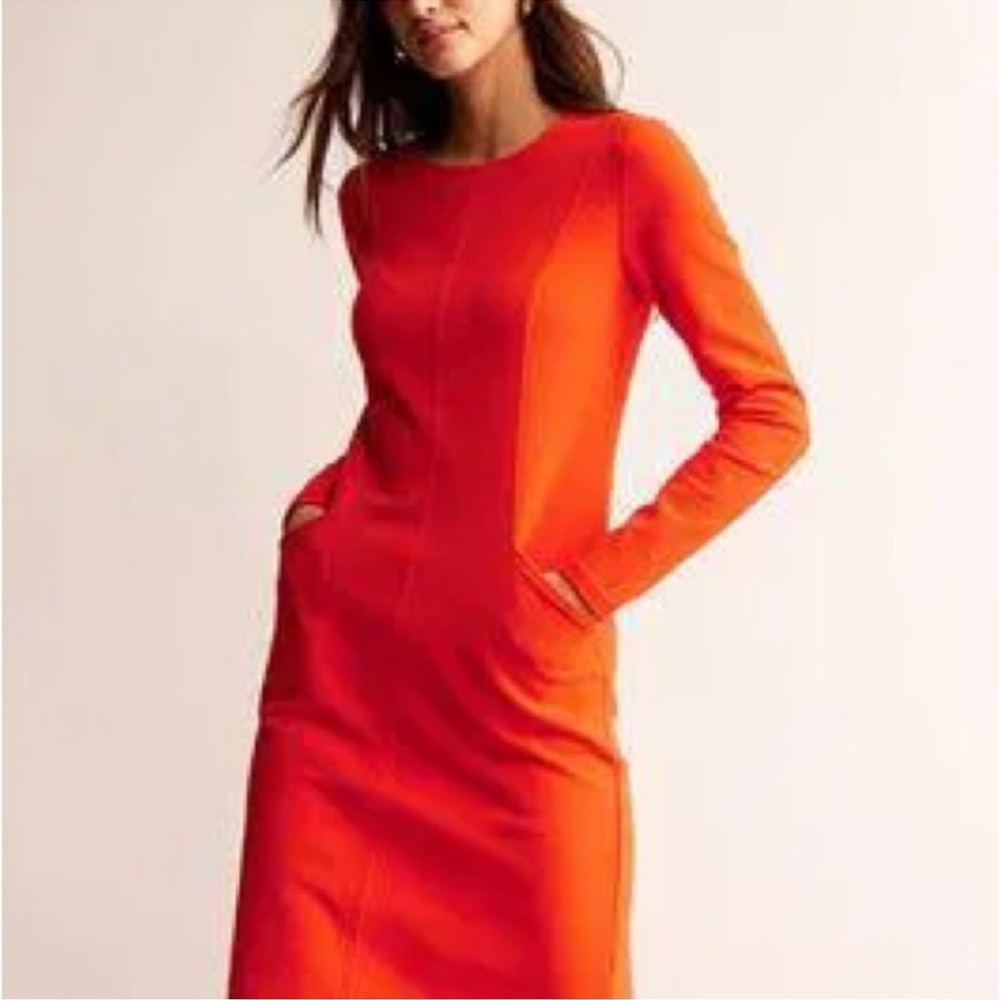 Boden Vibrant Red/Orange Long Sleeve Dress